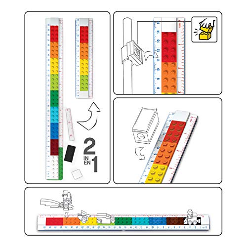 IQ Lego Stationery - Buildable Ruler - 12" (30cm) Ruler with Building Bricks