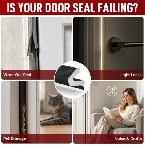 Image of 40 Feet Door Weather Stripping, Kerf Weather Stripping for Doors with Groove, Kerf Door Seal for Large Gap and Easy Installation(40, Black)