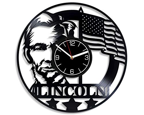 Abraham Lincoln Vinyl Wall Clock Presidency Gift for Men Lincoln Wall Clock Large Presidency Lincoln Home Decoration USA Vinyl Clock Lincoln Wall Clock Vintage