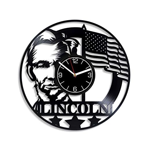 Abraham Lincoln Vinyl Wall Clock Presidency Gift for Men Lincoln Wall Clock Large Presidency Lincoln Home Decoration USA Vinyl Clock Lincoln Wall Clock Vintage