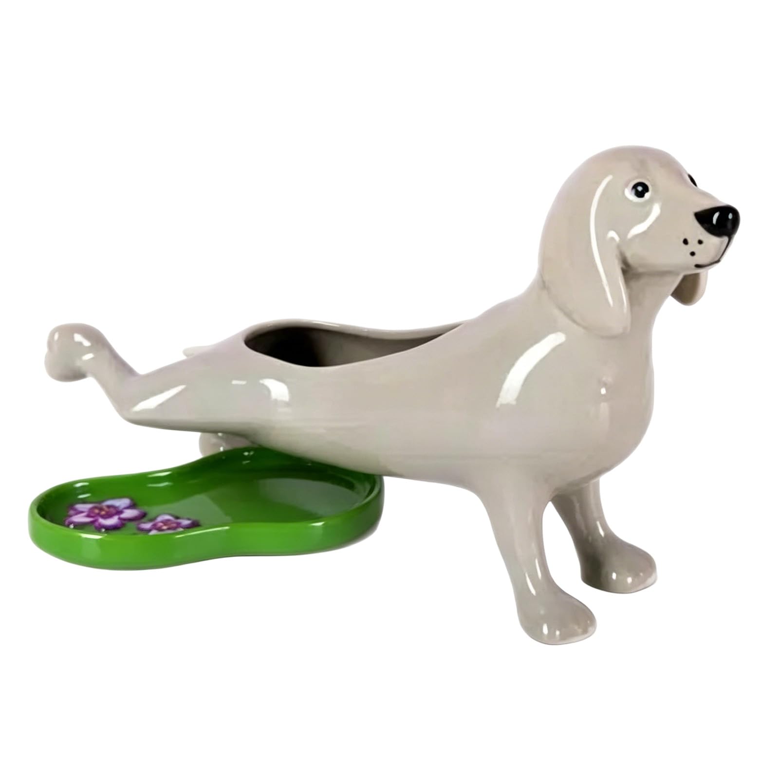 Piceioep Unique Dachshund Themed Resin Vessel with Separate Base for Home and Workplace Decoration Novelty Resin Planter with Stand