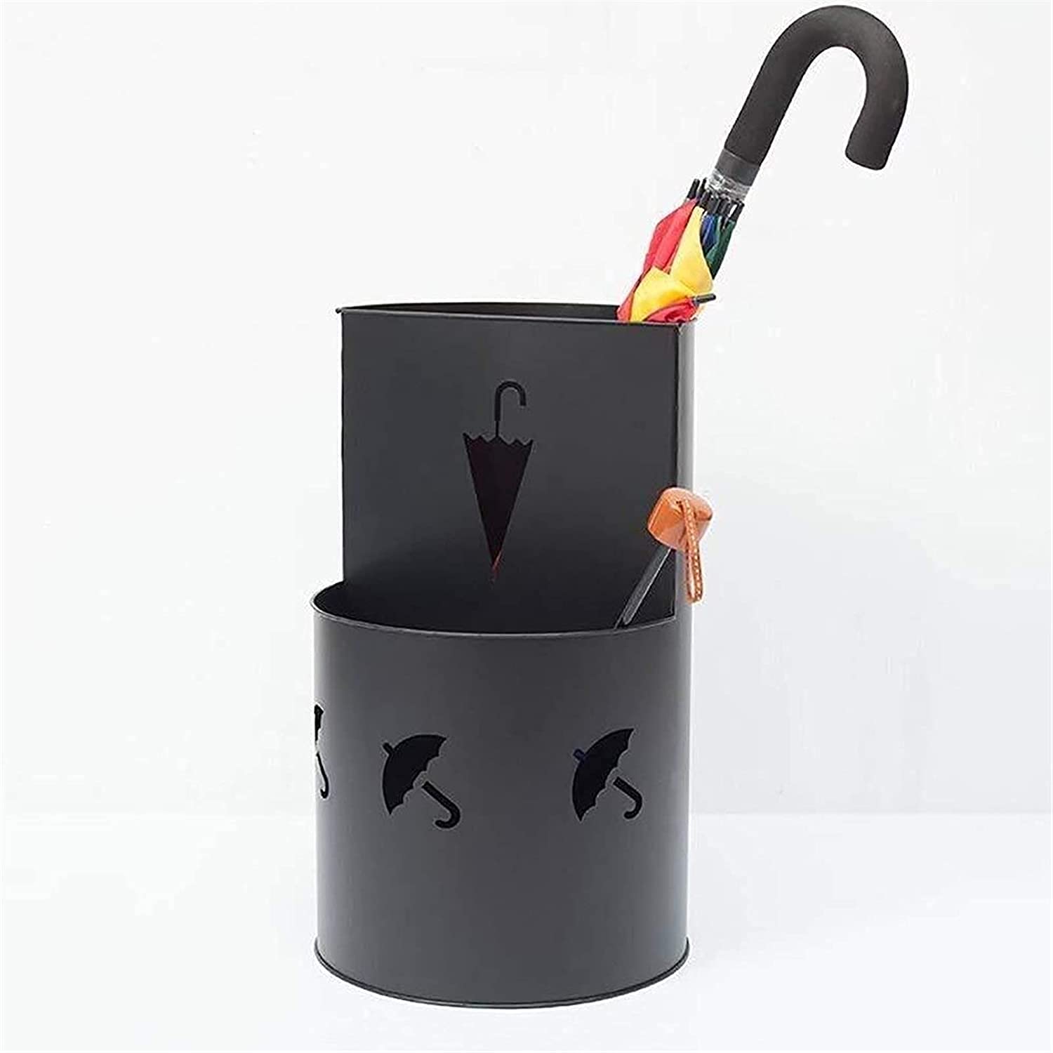 Gardeneea Umbrella Stand, Umbrella Rack,Umbrella Double Stand Layer Stand Umbrella Stand with Iron Stand Bucket 32X50Cm