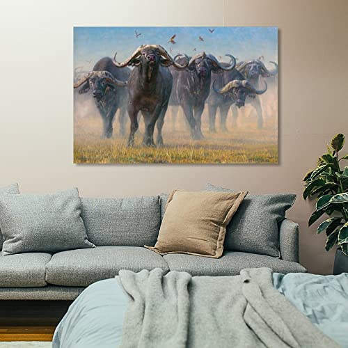 Tomart Animal Art Drawing Poster, Buffalo Soldier Canvas Painting Wall Art Poster For Bedroom Living Room Decor 24X36Inch(60X90Cm) Frame-Style #TOP6
