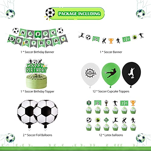 Pratyus Soccer Birthday Party Decorations For Kids Boys Girls Soccer Ball Themed Party Supplies Favors With Banner,Soccer Foil, Cake Toppers And Latex Balloons For Soccer Fans Party Decoration #TOP1