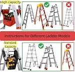 KVI Sac d'outils d'échelle pliante, Fit A Frame Stepladder, Pas besoin répété montée vers le haut, grande capacité