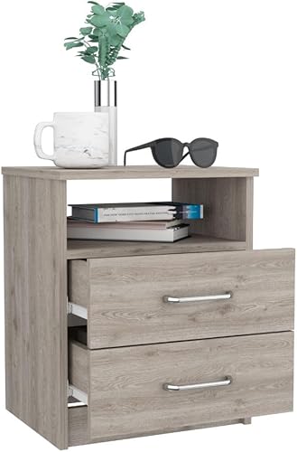 Miniatura 6 de Mesita de Noche Olienza, Dos Cajones, Un Estante - Gris Claro