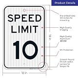 Sigo Signs Speed Limit 10 MPH Sign Federal 12 X 18 3M Prismatic Engineer Grade Reflective Aluminum for Indoor or Outdoor Use
