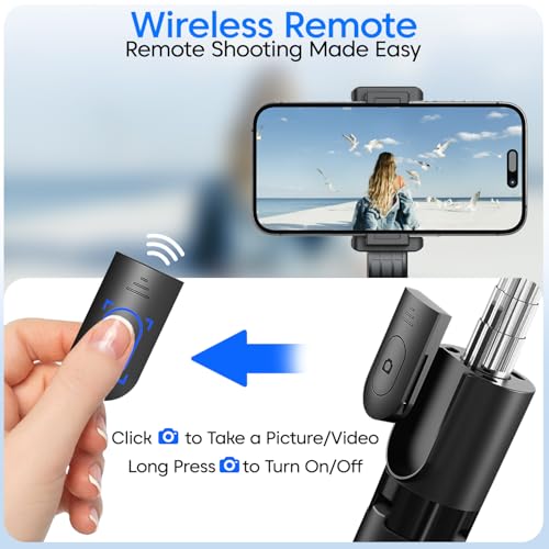 Image of Sounce 3-in-1 Foldable Tripod Selfie Stick with Detachable Wireless Remote | Lightweight & Portable Phone Tripod | Compatible with iPhone & Android Smartphones | for Vlogging, Selfies & Photography