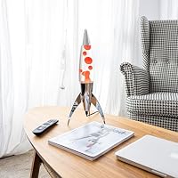FISURA - Lava-Lampe rot Rocket. Weiße Basis, rote Flüssigkeit und weiße Lava. Retro-Lava-Lampe mit Ersatzglühbirne. 20 Zentimeter x 20 Zentimeter x 45 Zentimeter – Ansicht 6