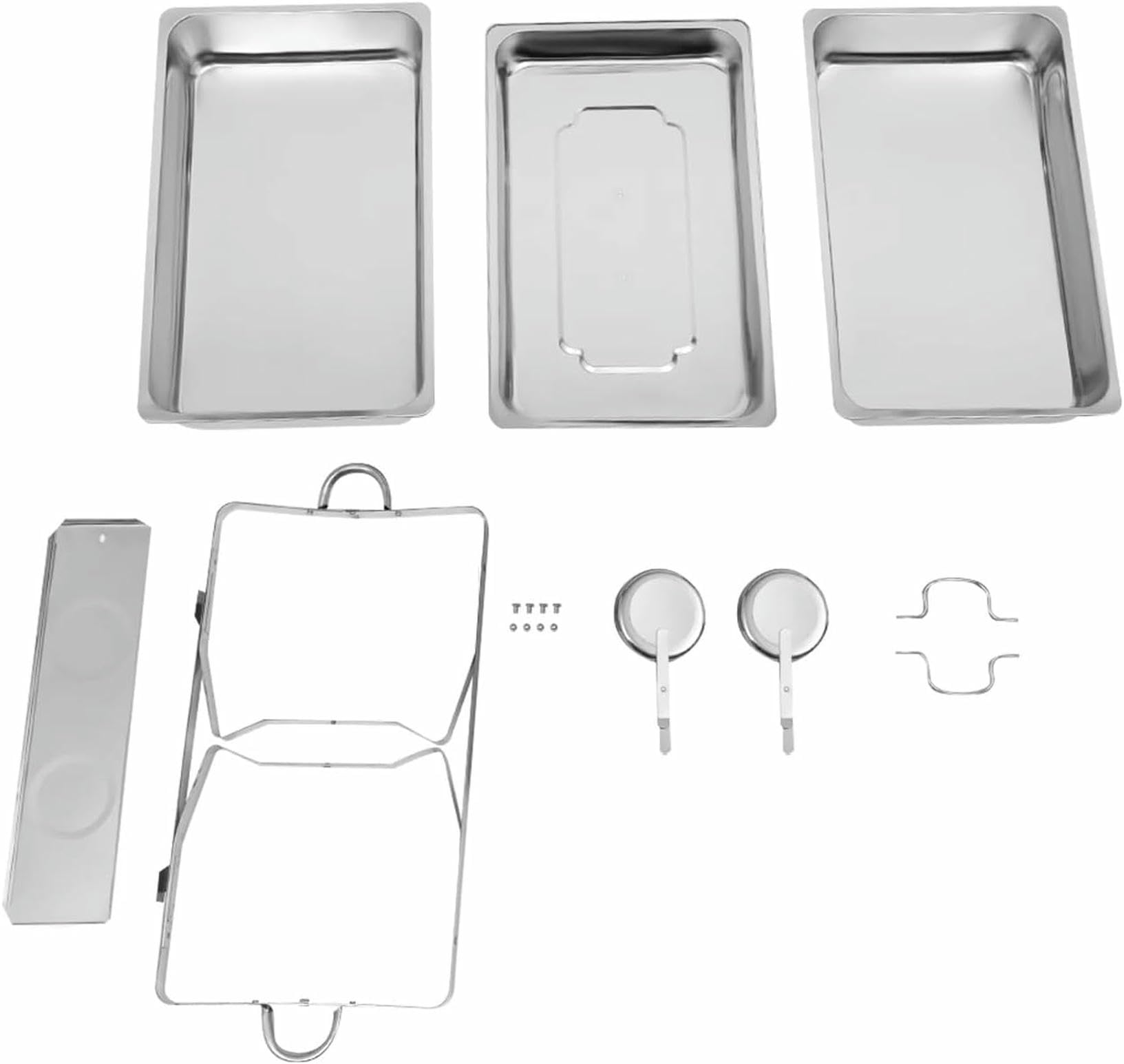 Set di scaldavivande a 3 scomparti in acciaio inox con coperchio ribaltabile per catering, ideale per feste ed eventi, per tenere pronti cibi caldi