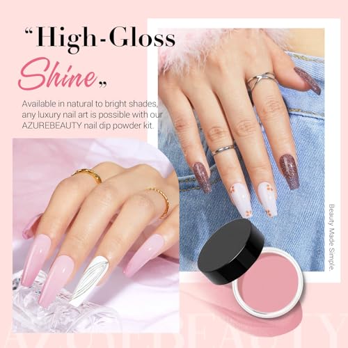 AZUREBEAUTY Dip Powder Nail Kit with Electric Nail Drill, 24 Colors Nude Pink Glitter Nail Powder Starter Kit with Dip Liquids Base Top Coat Activator Portable Manicure French Nail Art Essential Set4