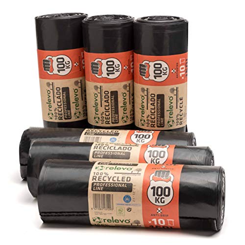 Relevo Bolsas de Basura Negras Profesionales – 150L (Ancho 80...