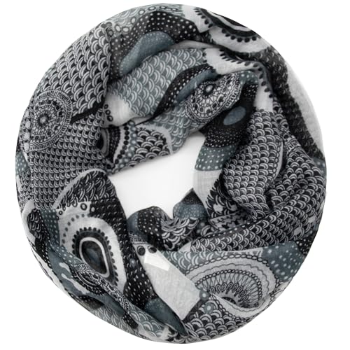 Gloop Damen Schal Loop Schal Feinstrick Loop mit Ethno Punkte Muster