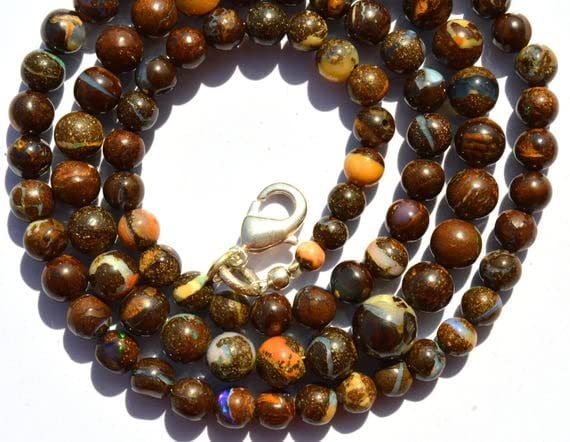 Perles opale boulder d'Australie LKBEADS rondes lisses 4-7mm pour remplacer vos fausses pierres