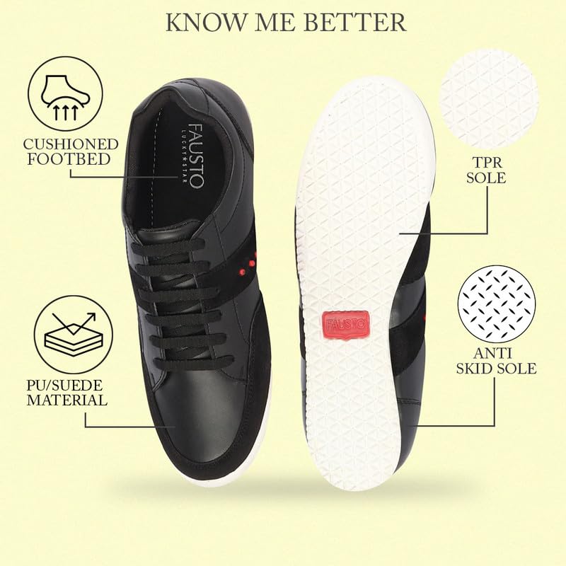 Image of FAUSTO Men's Classic Super Light Upper Soft Suede Leather Strap Lace Up Sneakers Shoes