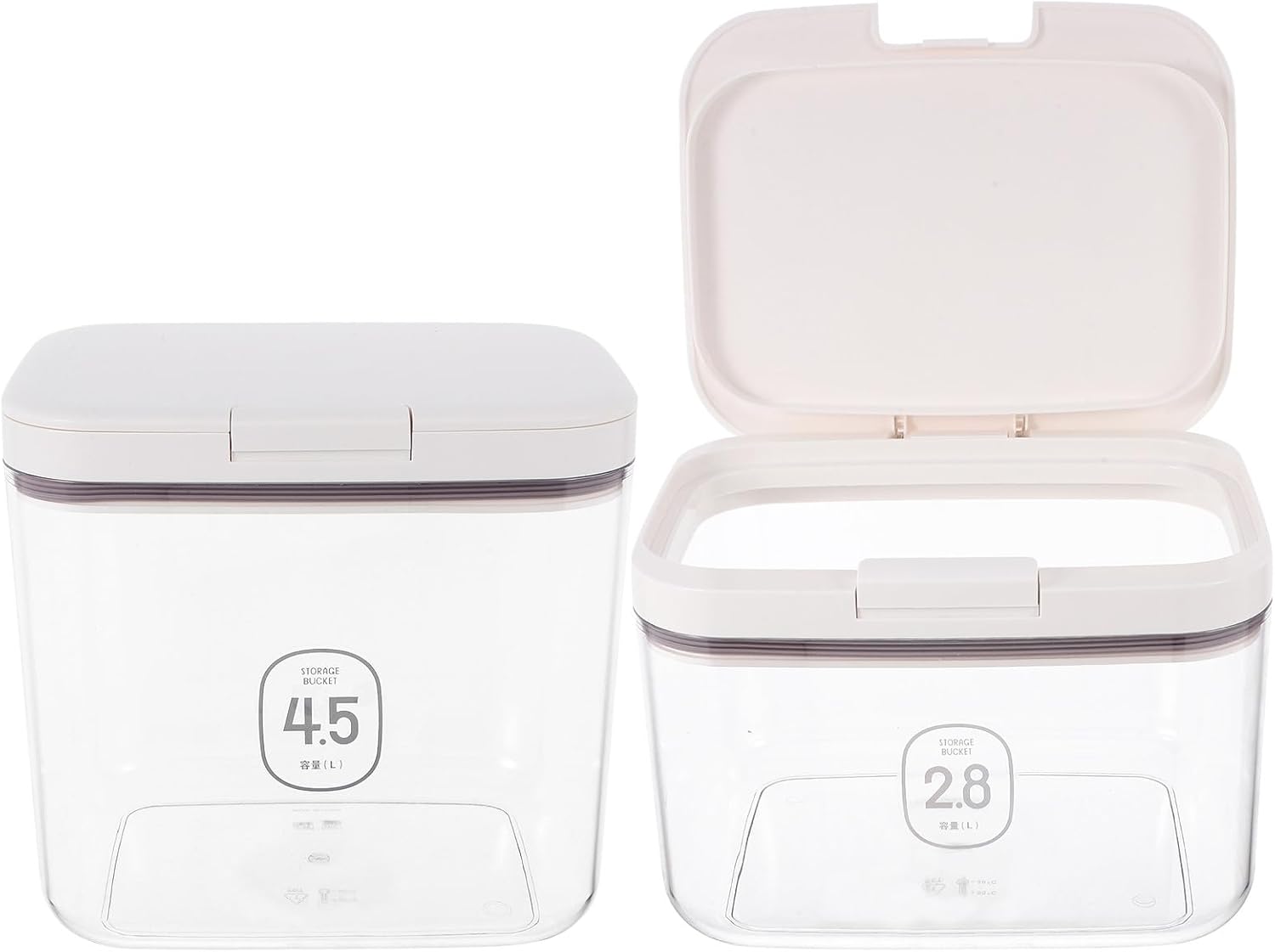 Airtight Food Storage Containers for Pantry 2pcs (2.8l 4.5l) Plastic Rice and Flour Storage Bins with Measuring Cup for Dry Foods Organization