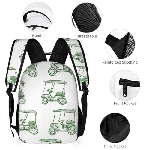 Golf Carts Backpack Shoulder Bags Lunch Bag Pencil Case Box 3 Set Daypack Cute3