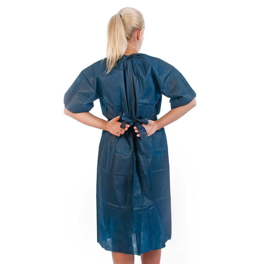 FRANZ MENSCH 50 Stück Hygostar Patientenkittel | PP, blau, XL, L: 118cm, Umfang: 150cm, Karton, Patientenkittel, Krankenkittel, OP Kittel