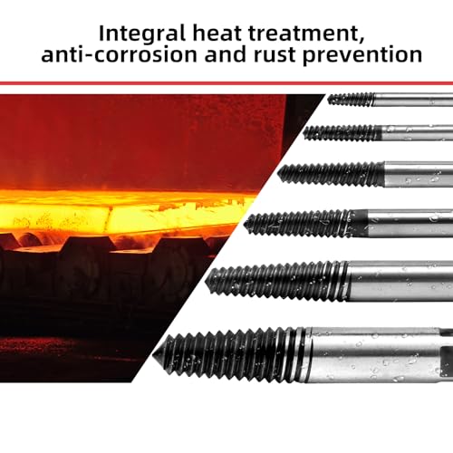 Miniatura 5 de Haimayee Extractor De Tornillos Rotos Profesional Hss 6 Piezas Herramienta Saca Rotos,Para Tornillos Dañados,Tuberías