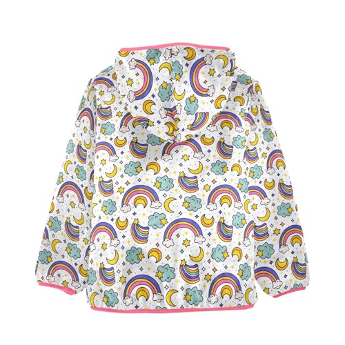 Rainbow Star Moon Toddler Fleece Jacket Baby Girls Hooded Zipper Long Sleeve Thick Warm Outerwear 3-10 Years2