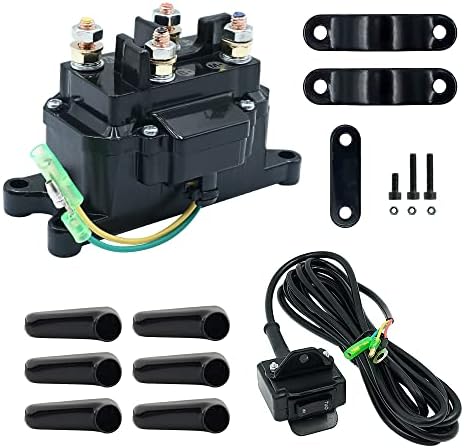 12V Winch Solenoid Relay Contactor, Warn Winch Rocker Thumb Switch Kit with 6 Protecting Caps for ATV UTV Replace Part# 63070 2875714 62135