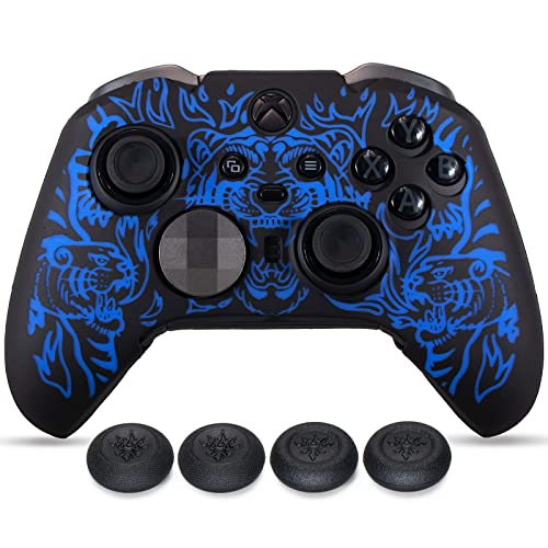 YoRHa Silikon-Schutzhülle für Xbox Elite Series 2 (Tigerblau) mit Daumengriffen, 4 Stück Cover