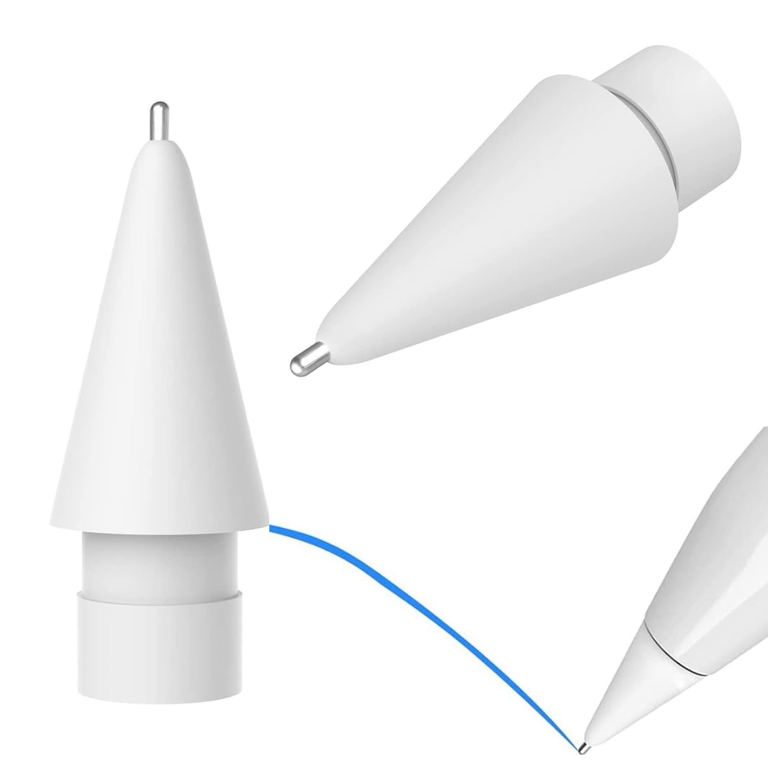 2 Pack Replacement Tips for Apple Pencil 1st/2nd Gen, Upgraded Fine Point Apple Pencil Tips, No Wear Out Precise Control Pen Like Nibs for iPad Pro/Air/Mini Pencil, White