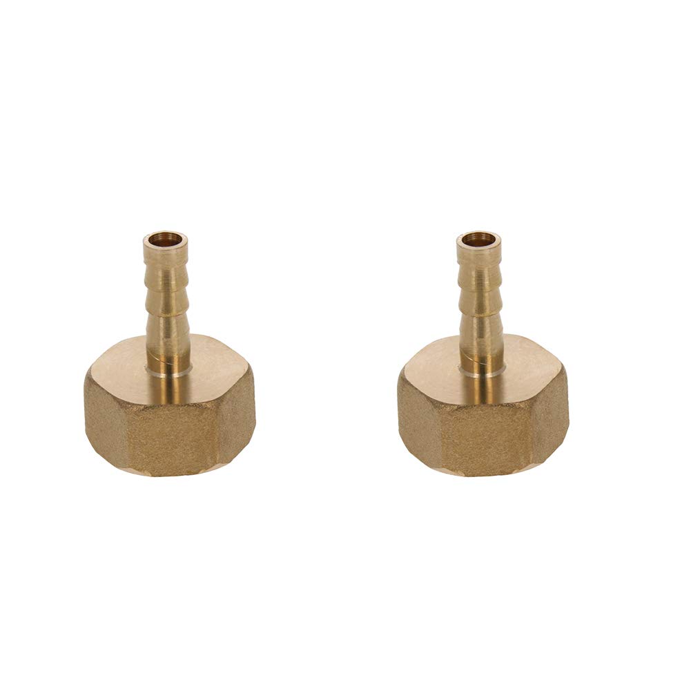 MroMax Brass Barb Hose Fitting Connector Adapter 6mm Barbed X 1/2 PT Female Pipe Brass Tone 2pcs