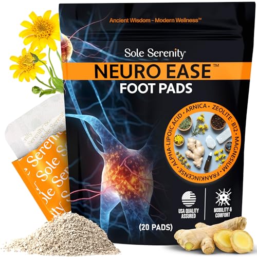 Sole Serenity NeuroEase Foot Pads for NerveHealth Support, B12, Alpha Lipoic Acid, Magnesium, Frankincense, Arnica and Zeolite for Back, Hands, Legs and Feet