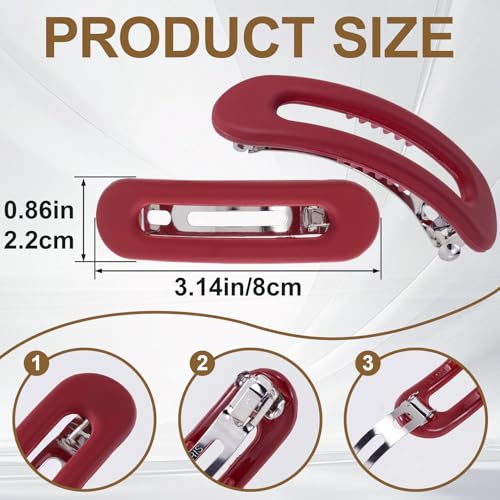SmallCat 4 Pzs Pinzas para Cabello para Mujeres, Pinzas Fuertes Antideslizantes, Clip Plano (Negro, Gris, Azul, Rojo) miniatura 2