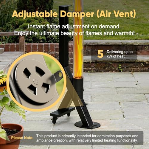 Image of Rayzi Rocket Stove 72 Inch, Smokeless Wood Pellet Patio Heater with Wheels, Wood Pellet Fire Pits for Outside with Rain Cap, Pellet Heater for Patio /Garden /Backyard /Bonfire Party /Beach