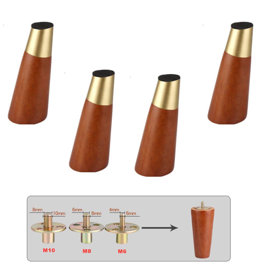 Gambe per mobili in Legno massello, Piedini di Ricambio in Legno per Divano, Accessori Conici per Piedi da Cucina, per Divano/Letto/Sedia/TV/Armadio/cassettiera/tavolino da caffè/p