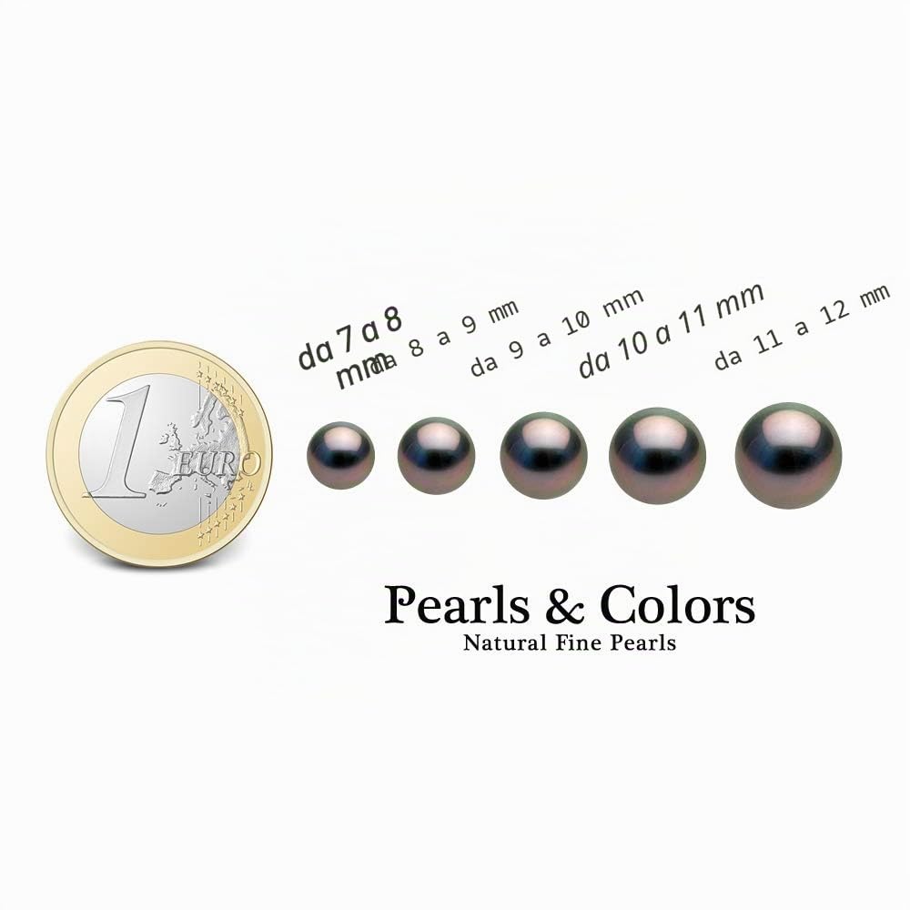 PEARLS & COLORS - Autentica perla di Tahiti coltivata 0,010 carati di diamante Ciondolo 8-9 mm - Qualità A+ - Disponibile in oro giallo e bianco - Catena gratuita - Gioielli da donna