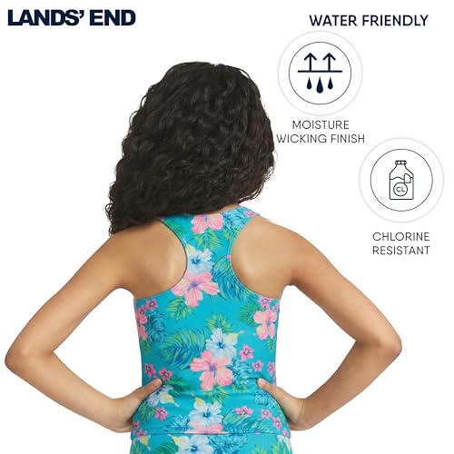 Image of Lands' End Girls' UPF 50+ Swim Bikini Bottom and Racerback Tankini Set