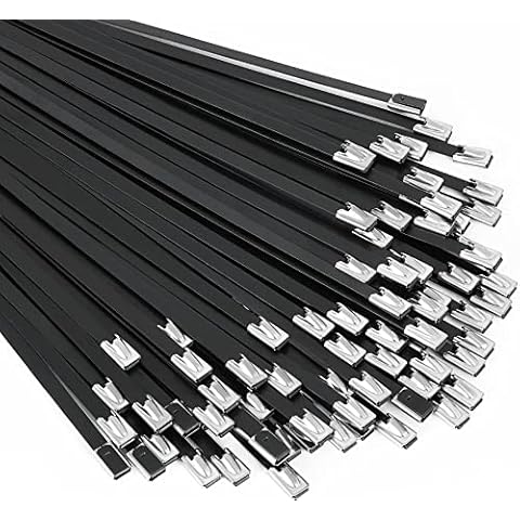 Stainless Steel Cable Tie Gun Special Tool Fastening and Cutting Metal Cable Ties With 150pcs total of 6in 11.8in 14in UV Resistant Stainless Steel Cable Ties For Fence Exhaust Pipe Cover