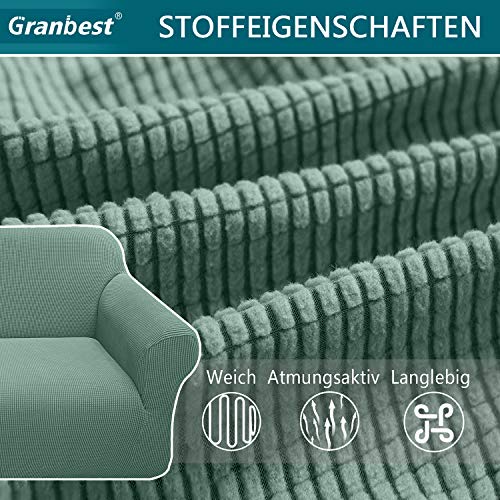 Granbest High Stretch Sofabezug Moderne Sofaüberwurf Jacquard Elastische Sofahusse für Wohnzimmer Protector für Hunde Haustiere (2 Sitzer, Salbei)