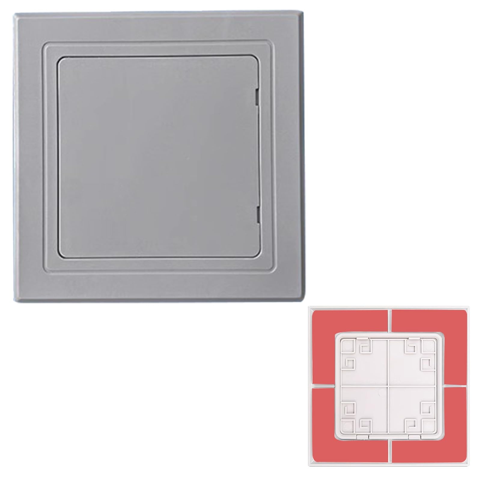 ZIMGOD Revisionsklappe Kunststoff-Zugangsklappe mit Druckknopf, Selbstklebende Wandlochabdeckung, Bündige Deckenabdeckplatte, Wasserabsperr-/Heizungs-/Kabel-Serviceklappe(Gray,330x330mm (13x13in))