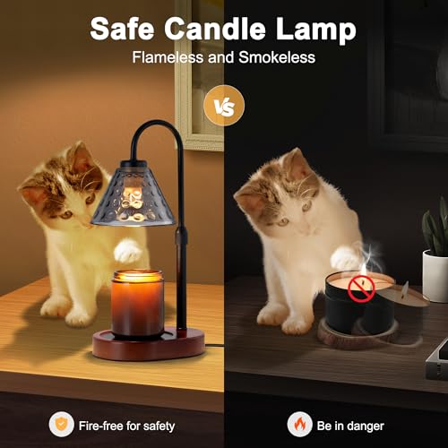 Candle-Warmer-Lamp-Height-Adjustable-Candle-Warmer-with-Timer-Dimmer-Electric-Candle-Lamp-with-2-50W-Bulbs-Wax-Melt-Warmer-for-Scented-Jar-Vintage-Home-Decor-Glass-ShadeGlazed-Black Candle Warmer Lamp Height Adjustable Candle Warmer with Timer Dimmer Electric Candle Lamp with 2 50W Bulbs Wax Melt Warmer for Scented Jar Vintage Home Decor Glass ShadeGlazed Black