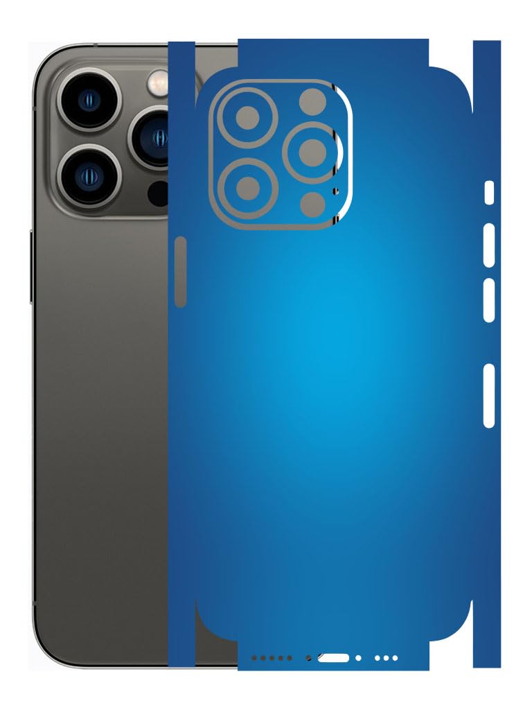 AtOdds - Compatible for iPhone 13 PRO MAX - Mobile Back Skin Sticker - Lamination - Rear Screen Guard Protector Film Wrap (Coverage - Back+Camera+Sides) (Design - Aqua Blue)-image-43