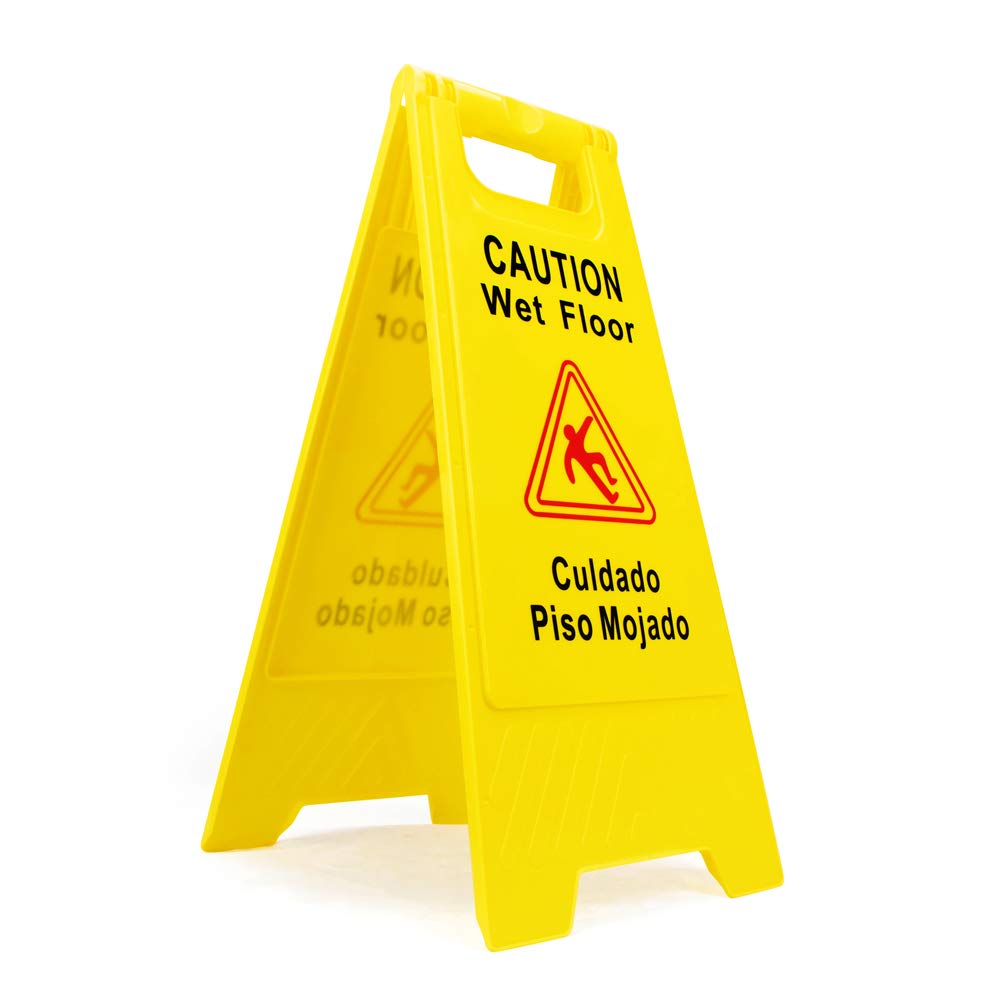 [ 10 Pack ] Caution Wet Floor Sign 24" Yellow Plastic Floor Safety