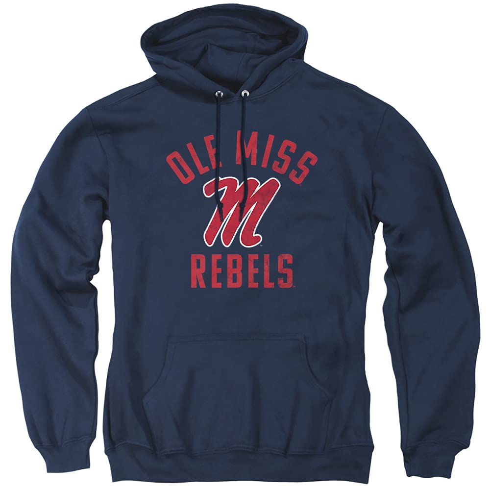 University of Mississippi Ole Miss Official Rebels Logo Unisex Adult Pull-Over Hoodie,Navy, Large