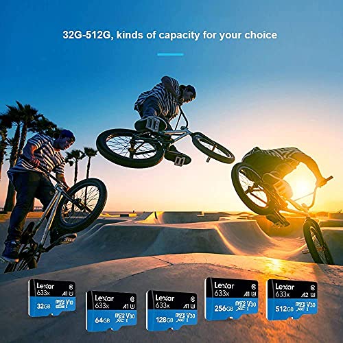 بطاقة مايكرو اس دي سعة 64 جيجا من ليكسار (LSDMI64GBBCN633N) باللون الاسود والازرق