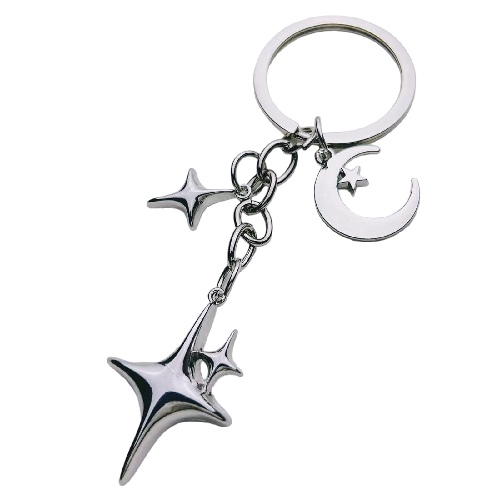 Amazon.co.jp: Hattba ファッション 月と星 キーホルダー ファッション