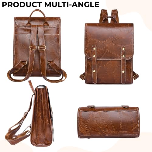 Image of Kraptick Stylish Casual Backpack | PU Leather Laptop Bag for Office, College & Travel | Lightweight & Spacious Daypack | Fits 13.3 inches Laptop | Fashionable & Durable Backpack for Women