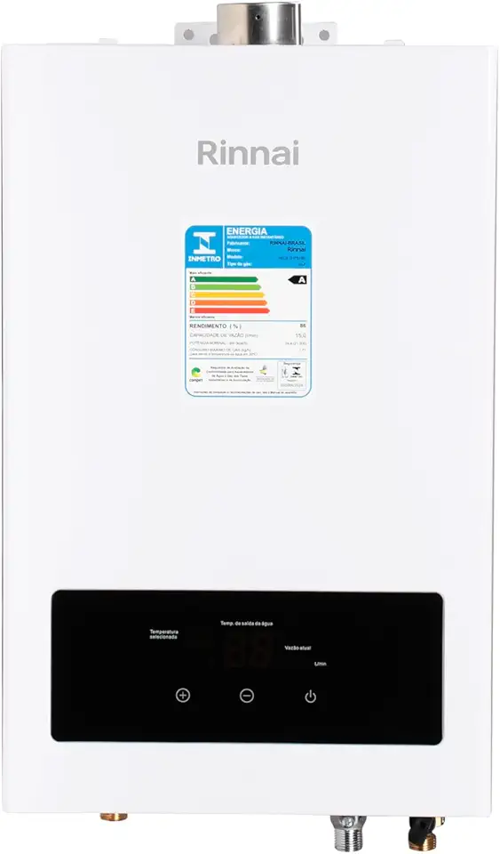 Rinnai E15-15 litros GLP Branco - Aquecedor de Água a Gás Digital REU-E151 FEH