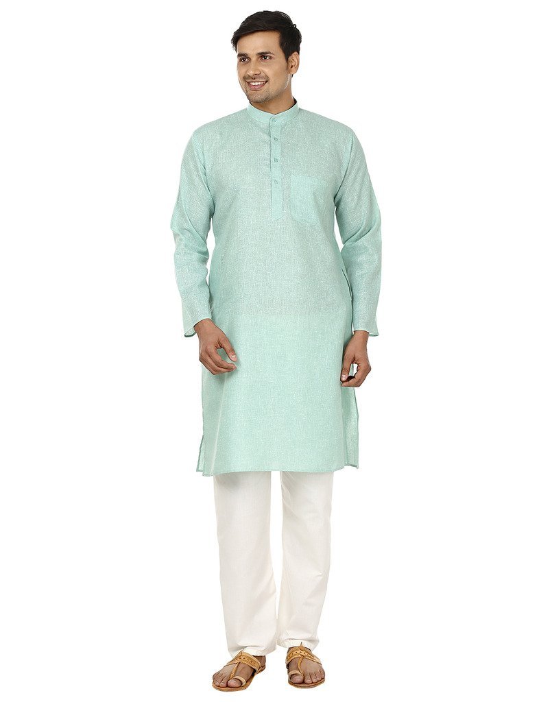 Royal Men's solid Kurta Payjama Set-Green