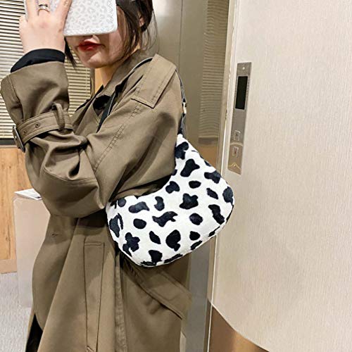SOIMISS Moda Adorável Vaca Estampada Axila Bolsa de Pelúcia Fofa Moderna Bolsa de Ombro Crossbody Bo