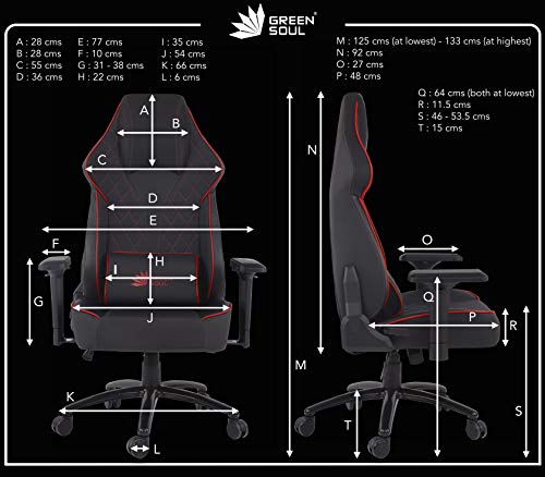 Image of Green Soul Glance Series Multi-Functional Chair (GS-350) (Full Black) (Size - Large), Metal, PU Leather
