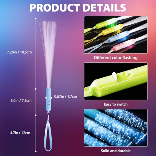28 Pcs Glow Fiber Optic Wands LED Flashing Sticks, Sparkler Firework Sticks, Light Up Toy for Kids, Glow in The Dark Party Favor Supplies Bulk Rave Magic Decoration for Wedding Halloween Easter