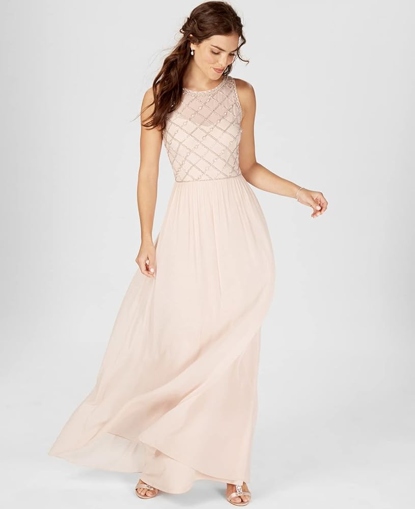 Adrianna Papell Women's SL Beaded Bodice CHFF Basic Pink : Clothing, Shoes  & Jewelry - Amazon.com